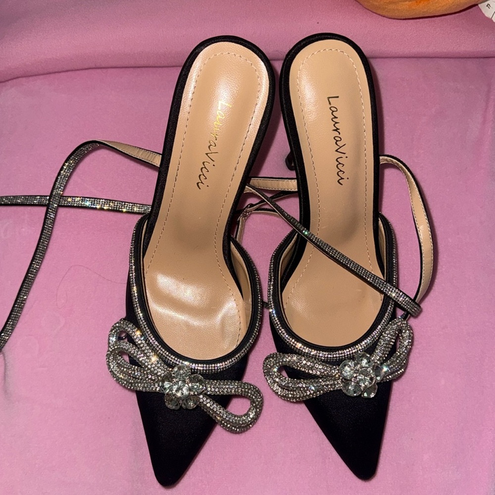 Elegant Black and Silver Women's Heels